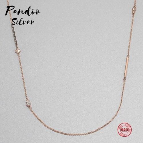 Fashion Charm Pure 925 Silver Original 1:1 Copy, Simple Design Long Necklace Chain Wild Necklace Female Luxury Jewelry Gifts