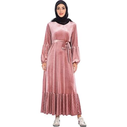 Muslim Velvet Abaya Winter Maxi Dress Hijab Long Robe Gowns Kimono Ramadan Eid Islamic Prayer Tesettur Elbise Worship Service