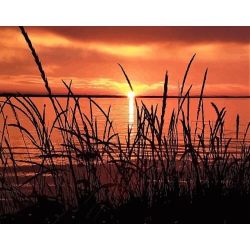 Frameless Sunset DIY Painting By Number Wall Art Canvas Painting Picture Paint By Numbers Coloring By Numbers Home Decor