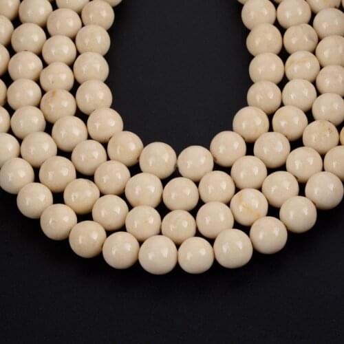 Natural White Fossils Jaspers Round Loose Beads For Jewelry Making 4-12mm Spacer Beads Fit Diy Bracelet Necklace Accessory 15