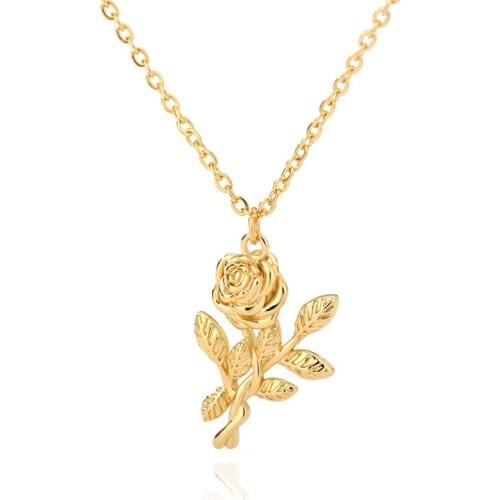 Stainless Steel Flower Pendant Necklaces For Women Gold Floral Choker Collares Chain Wedding Female Jewelry Gift Bijoux