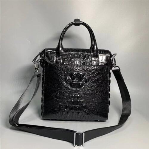 Authentic Exotic Crocodile Skin Businessmen Casual Working Purse Laptop Handbag Genuine Real Alligator Leather Male Shoulder Bag