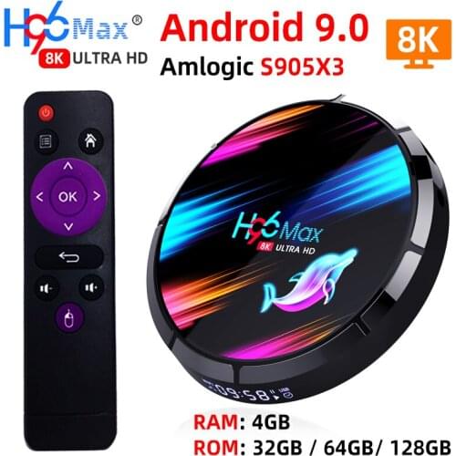 H96 MAX X3 Smart TV Box Android 9.0 with RAM 4G ROM 32G 64G 128G Amlogic S905X3 2.4G WIFI BT4.0 Google Media Play Andorid TV Box