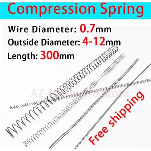 Compressed Spring Pressure Spring Wire Diameter 0.7mm, Outer Diameter 4mm-12mm, Length 300mm Release Spring Return Spring 1 Pcs
