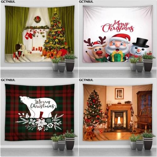 Christmas Decorations Large Tapestry Christmas Tree Santa Claus Wall Hanging Fireplace Farmhouse Red Socks XMAS Bedroom Blanket
