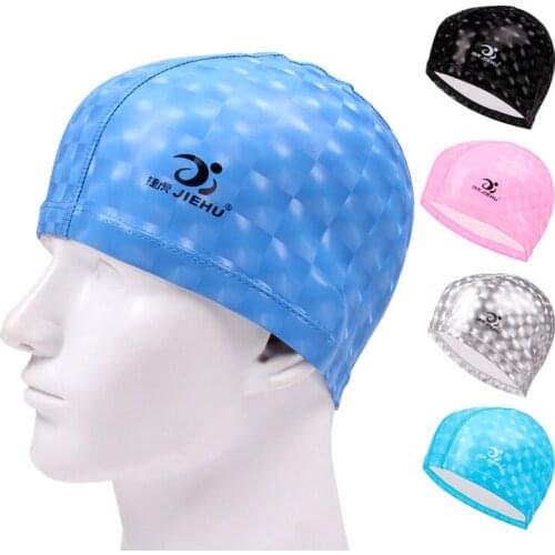 Wholesale Adults Silicone Swimming Caps Waterproof Swim Pool Cap Ear Protect Large Natacion Diving Hat High Elasticity