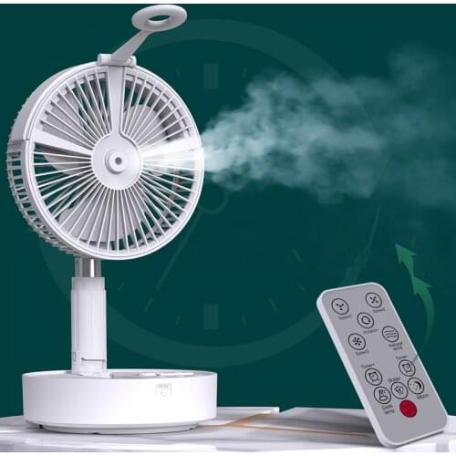 Folding telescopic fan shaking head portable usb mini table desktop floor power bank humidifying spray fan