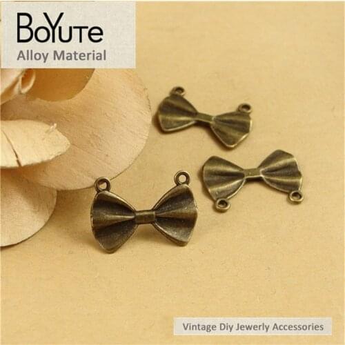 BoYuTe (100 Pieces/Lot) 21*15MM Zinc Metal Alloy Connectors Findings Bowknot Antique Bronze Plated Diy Handmade Jewelry Making