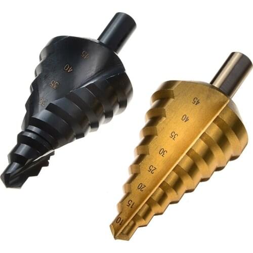 10-45mm HSS Steel Titannium Coated Step Drill Bits 2PCS Step Cone Cutting Tools Steel Woodworking Wood Metal Drilling Set