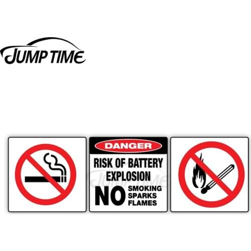 Jump Time 13cm x 6cm Car Sticker Risk Of Battery Explosion Decals Danger Factory Window Waterproof Vinyl Car Decoration