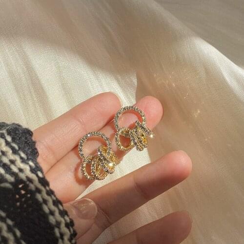 2021 Small Hoop Stud Earrings Thick Tube Three Layer Circle Design Fashion Statement Jewelry Gift For Women