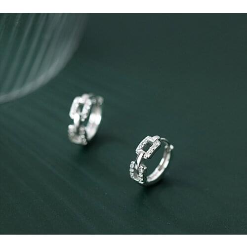 925 Sterling Silver Square Hollow Inlaid Zircon Hoop Earrings For Women Simple Personality Korean Hot Selling Wedding Jewelry