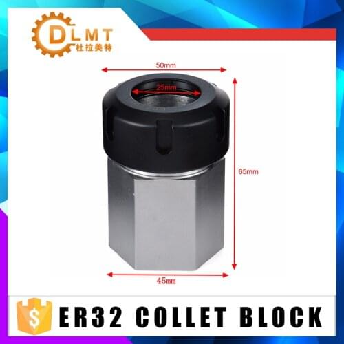 1pcs Spring Chuck Collet Holder Hex ER32 ER25 Collet Block 45x65mm For Lathe Engraving Machine