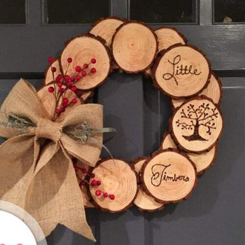 10x Round Wood Piece Handicraft Bauble DIY Birthday Wall Decor Ornaments