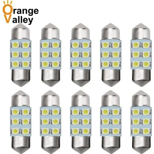 10Pcs Car C5W 31mm 36mm 39mm 41mm 6 LED 3528 1210 SMD Auto Festoon Dome Interior Map Door Lights Lamp Bulb DC12V