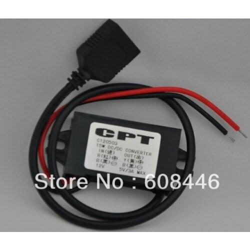 10PCS /Lot CAR LED Waterproof 15w DC/DC USB Interface Buck Converter 12V(8V-22V)TO 5V 3A Car Power Supply Module