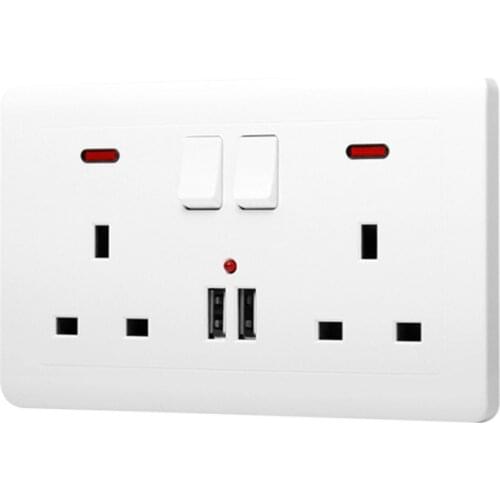 146 wall power socket UK standard Double usb Switch control British socket 2A Wall Charger Adapter Plug Socket Power