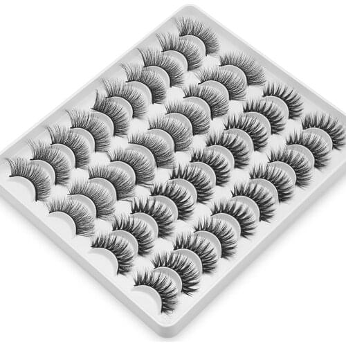 20Pairs/set Mixed Styles 3D False Eyelashes Faux Mink Wispies Fluffy Natural Cruelty-free Lashes Extension Beauty Makeup Tools