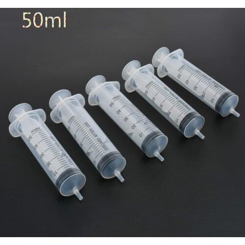 5pcsTranslucent Measuring Syringe 50ml Plastic Syringe Measuring Nutrient Hydroponics For Accurately Measured Pets Nutrient