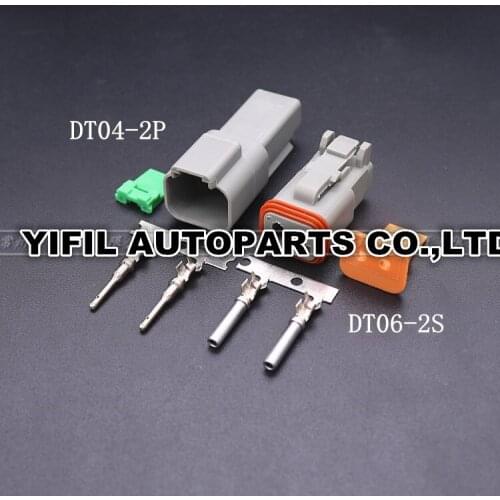 50pcs/lot DT04-2P DT06-2S Auto 2 pin DT series Deutsch male and female Connector with terminals