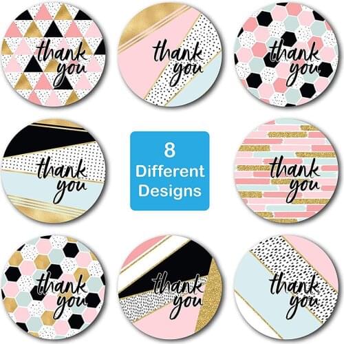 500 pcs /roll gold 8 types of stickers round stationery thank you for your order seal label thank you sticker #14