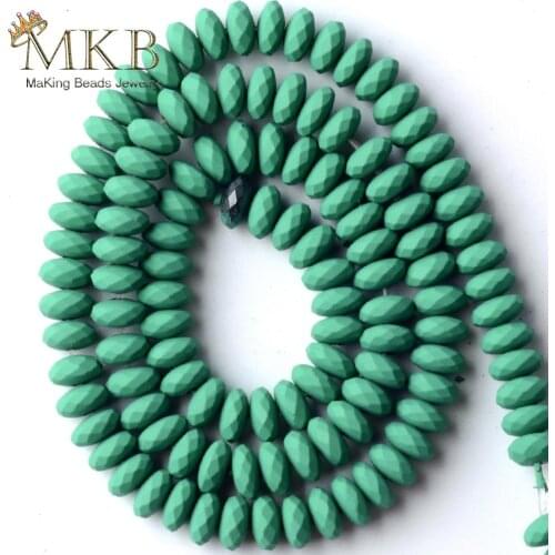 6mm 115pcs Faceted Green Hematite Rubber Rondelle Stone Beads For Jewelry Making Spacer Loose Beads Diy Bracelet 15"