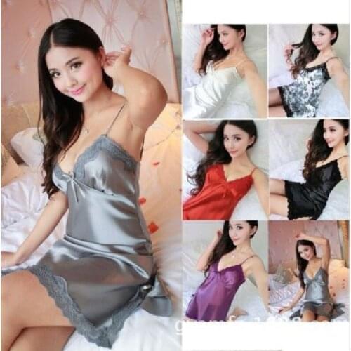 Satin Nightdress For Women Fashion Large Size Sexy Sleepwear Lingerie Royal Sling Nightgown Sleepdress