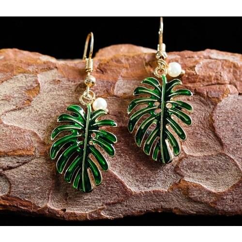 Bohemian Tree Leaves Long Pendant Earrings Green Statement Women Fashion Plant Drop Earring Luxury Elegant Fine Jewelry O5D296