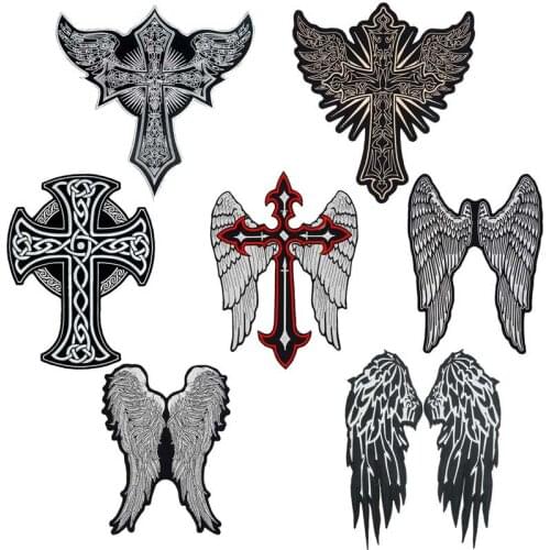 Winged large backing Embroidered punk biker Patches Clothes Stickers Apparel Accessories Badge