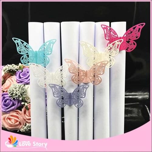 40pcs Wedding Napkin Holder Laser Cut Butterfly Napkin Ring Party Favors Paper Napkin Ring For Wedding Decoration Party Supplies