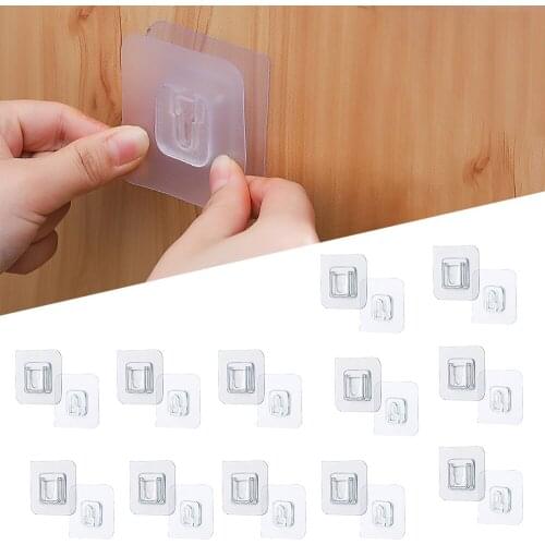 Double-Sided Adhesive Wall Hooks Wall Mounted Adhesive Storage Hooks Multi-Purpose Wall Hanger For Kitchen Bathroom Living Room