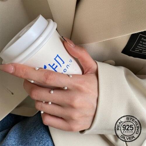 Opening Adjustable Pearl Smile S925 Silver Rings For Women Simple Fashion New Trend Hot Sale Student Index Finger Jewelry INEFFA