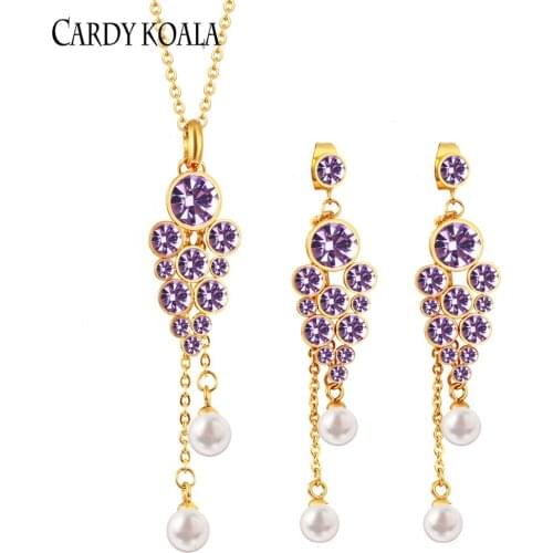 Gold Necklace Earring Set For Women Wedding Party 316L Stainless Steel Jewelry Set Gift