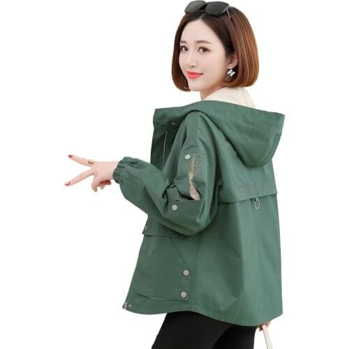 Fashion Hooded Women Jacket 2020 Autumn New Zipper Coat Women Long Sleeve Female Windbreaker Jackets Outerwear Plus Size P581