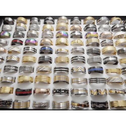 Wholesale 100 pcs Fashion high quality 20 styles mixed Stainless Steel Mens ring