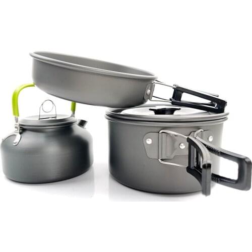 Camping Cookware Set Aluminum Nonstick Portable Outdoor Tableware Kettle Pot for Hiking BBQ Picnic