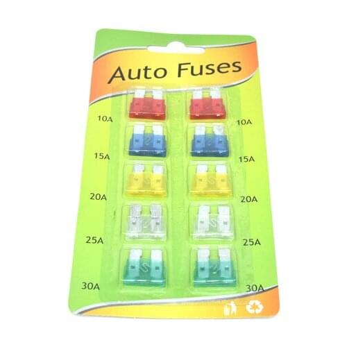 10PCS/lot Car Insurance Insert 10-30A fuse Kit Trendy Car Fuse Insurance Pieces Set Durable Zinc Alloy Safety Film