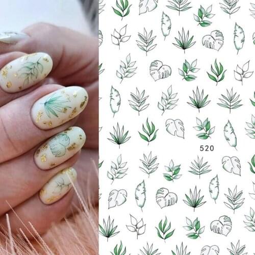 2021 New 3D Nail Art Stickers Bohemia Blue Hollow Leaf Image Nails Stickers for Nails Sticker Decorations Manicure