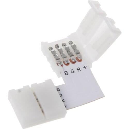 New High Quality 4 Pin LED Connector L Shape Corner Quick Splitter Right Angle 10mm 5050 RGB LED Strip Light