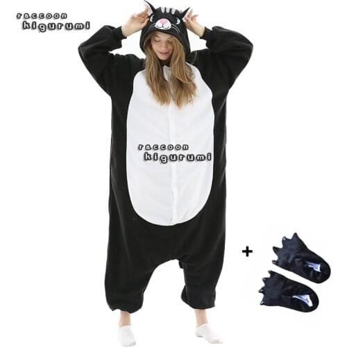 Adults Animal Pajamas Female Winter Cartoon Cute Little Cat Onesies Unisex Halloween Cosplay Raccoon Kigurumi Kids Unicorn