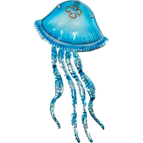 Luxury Animal Metal Jellyfish Wall Decor with Glass for Home Garden and Miniatures Garden Statues Fairy Garden Ornaments