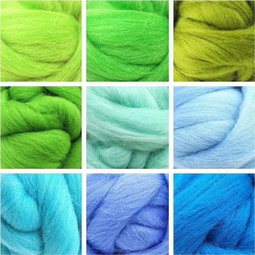 10g (9 Colors) Wool Roving Felting Wool 19 Microns Super Soft Natural Wool Fiber Value Pack for Needle Starter Felting Kit (O)