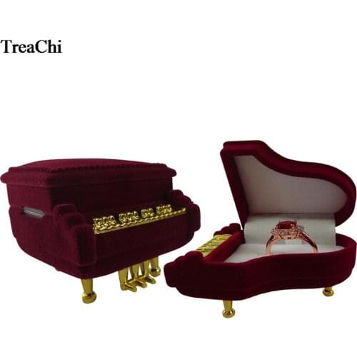 Christmas Lovely Piano Ring Box Velvet Wedding Engagement Ring Necklace Storage Jewelery Gift Box