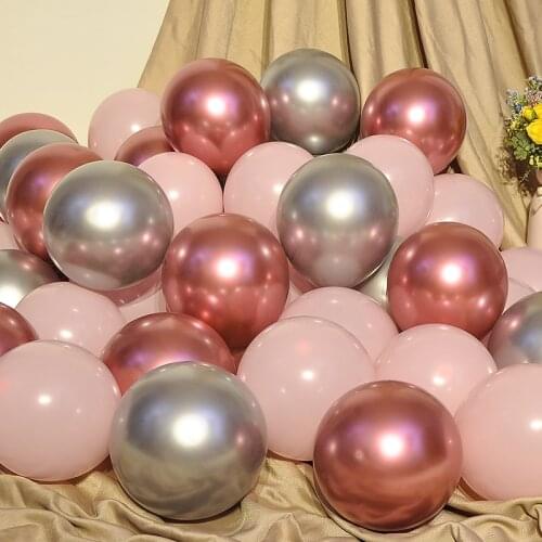 15pcs/lot Pink Latex Balloon Chrome Gold Silver Gold Chrome Metallic Wedding Bridal Shower Theme Party Air Helium Decor Balloons