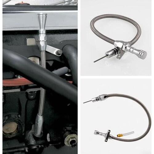 Transmission Dipstick Stainless Braided Firewall Flexible Dipstick TH350 TH-400 700R4 Tranny SBC BBC Trans For Chevy GM Styling