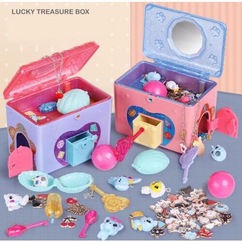 New Childrens Simulation Jewelry Box Lovely Large Capacity Plastic Cartoon Treasure Chest Tool Set for Kids Toy Gift
