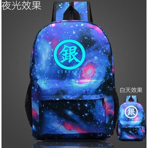 Gintama Sakata Gintoki School Bag noctilucous Luminous backpack student bag Notebook Daily backpack Glow in the Dark Mochila