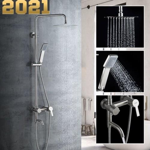 Shower Faucet Bathroom Rainfall Bath Shower Cabin Mixers Swivel Bath Spout Waterfall Stainless Steel Tap Faucets