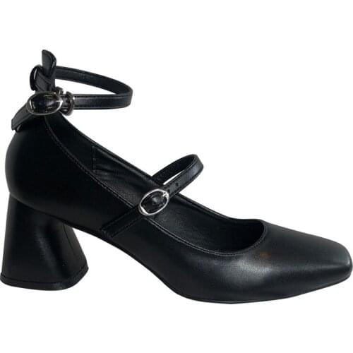 New Mary Janes Shoes Platform Shoes Women Buckle Square Toe Pumps Women One-Word Buckle High Heels Casual Zapatos De Mujer