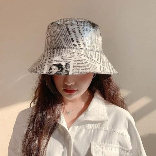 Vintage Harajuku Bucket Hat Men Women Hip Hop Cap Sport PU Chapeau Panama Sun hat Sun hat Mens Summer For Fisherman Hat